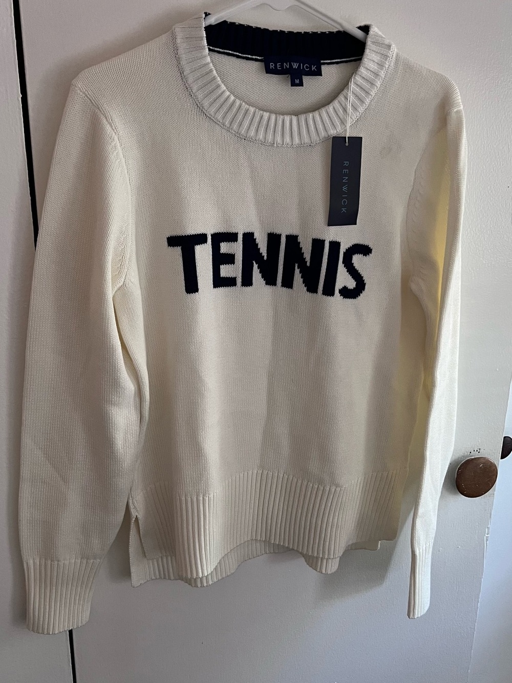 Renwick Cream 'Tennis' Crewneck Sweater